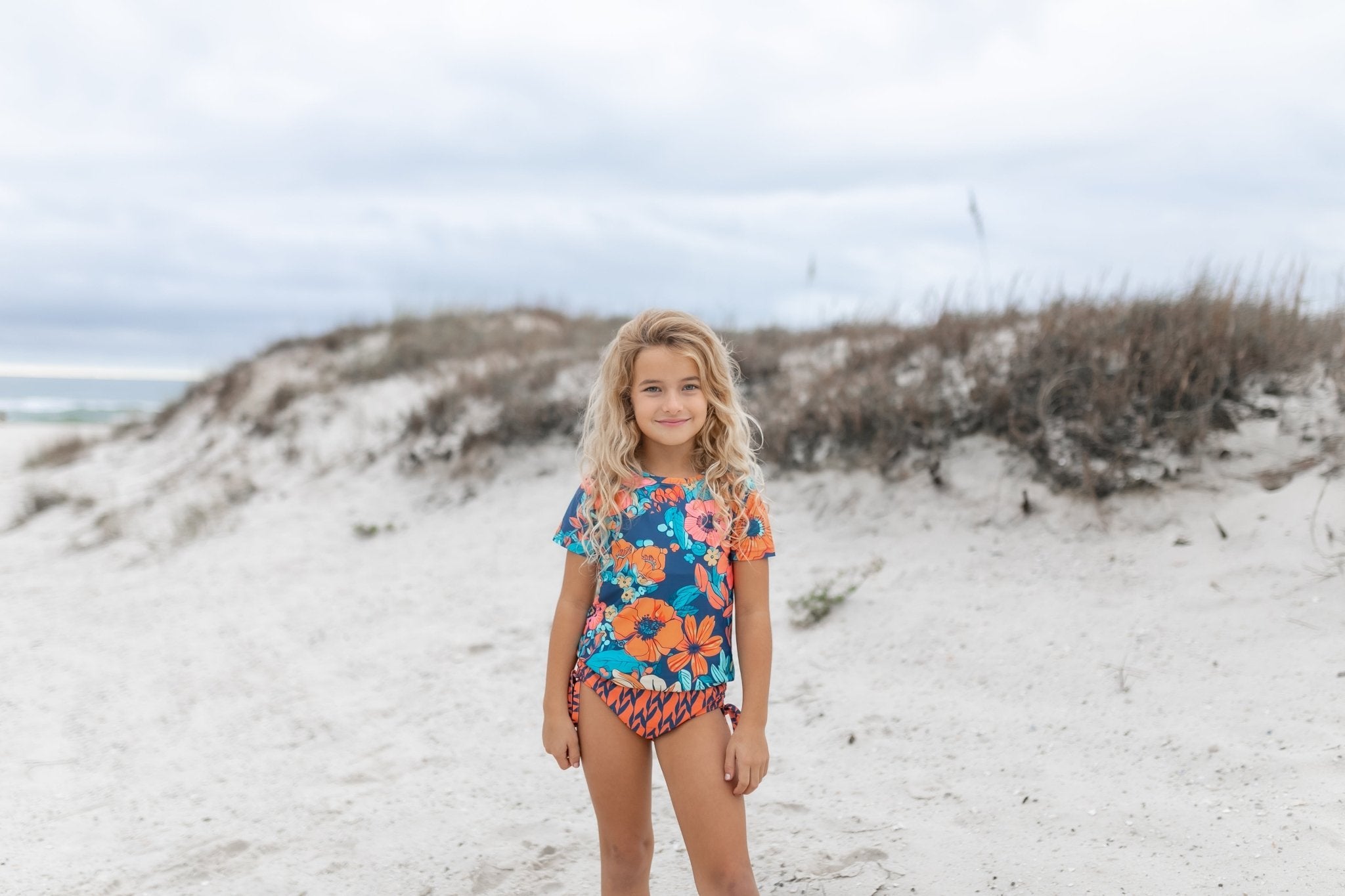 Navy Orange Rash Guard Swimsuit - Tenth &amp; Pine - Swimsuit - 3 - Oopsie Daisy