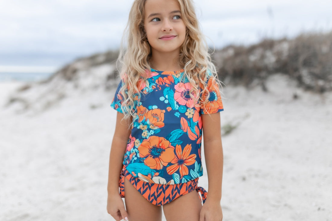 Navy Orange Rash Guard Swimsuit - Tenth & Pine - Swimsuit - 3 - Oopsie Daisy