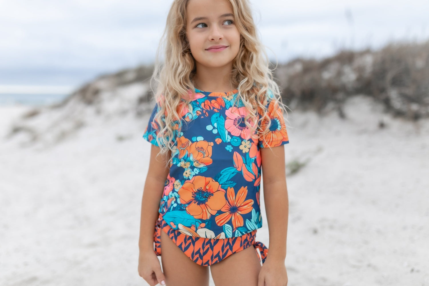 Navy Orange Rash Guard Swimsuit - Tenth &amp; Pine - Swimsuit - 3 - Oopsie Daisy