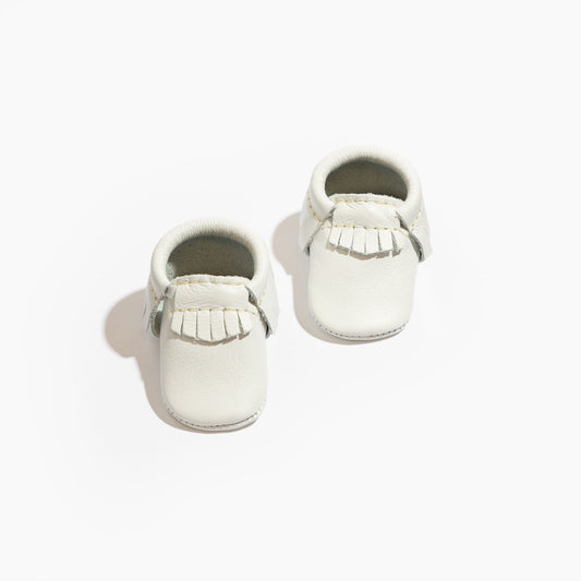 Newborn Bright White Moccasin Baby Shoe - Tenth & Pine - Moccasin - Soft Sole - Newborn