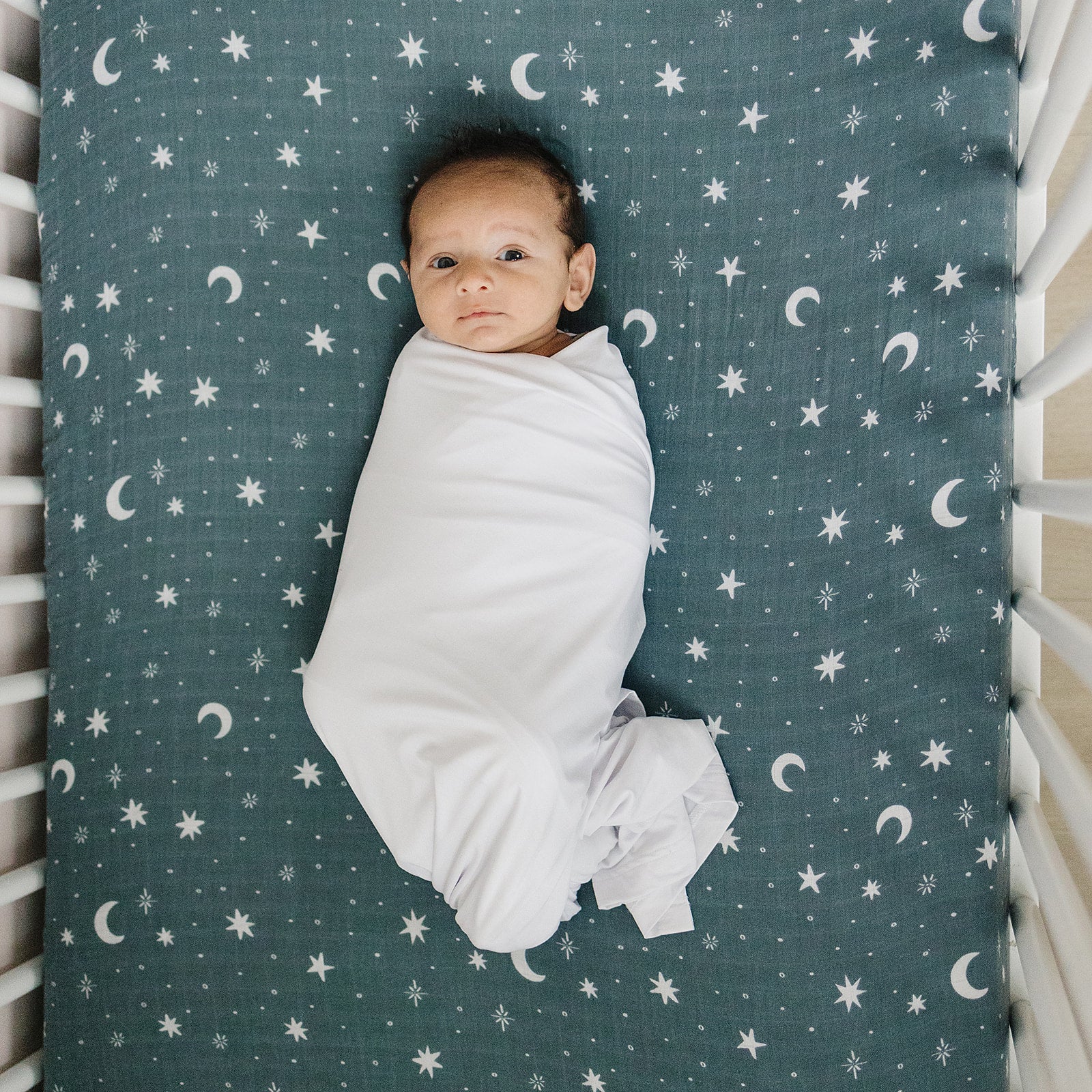 Night Sky Muslin Crib Sheet - Tenth & Pine - 