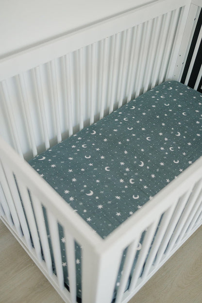 Night Sky Muslin Crib Sheet - Tenth &amp; Pine - 