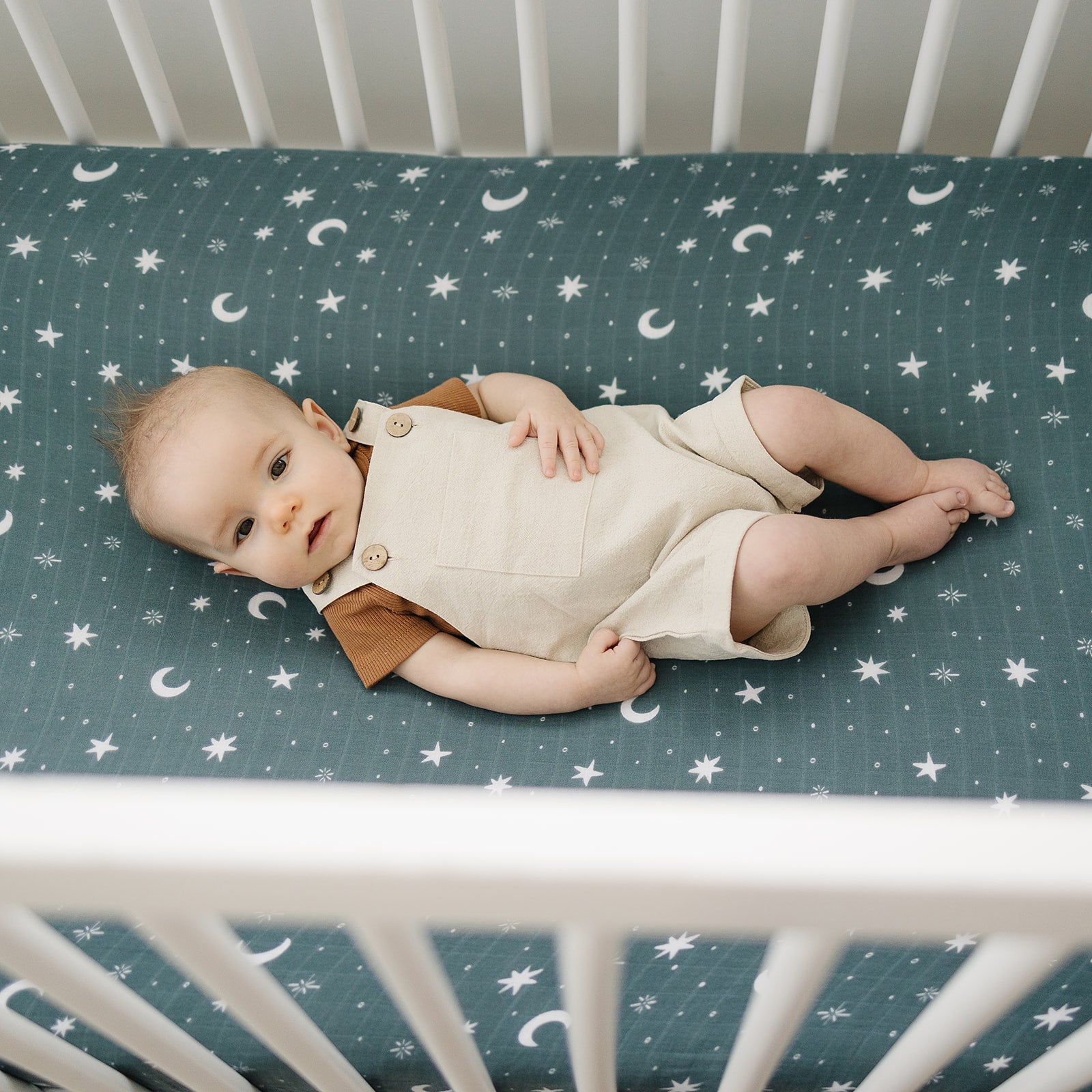Night Sky Muslin Crib Sheet - Tenth & Pine - 