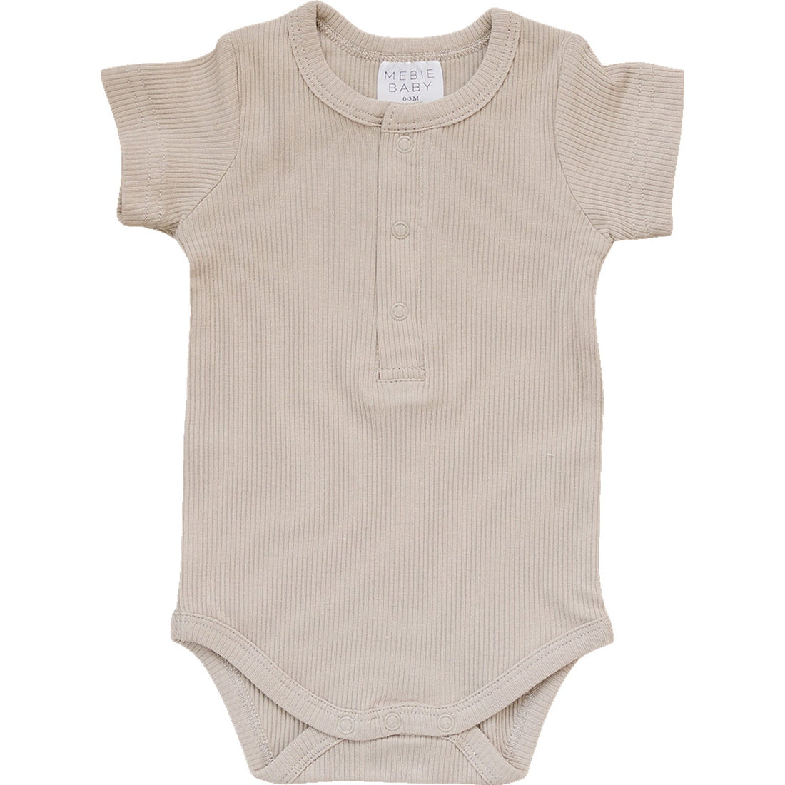 Oatmeal Organic Cotton Ribbed Snap Bodysuit - Tenth & Pine - NB - Mebie Baby