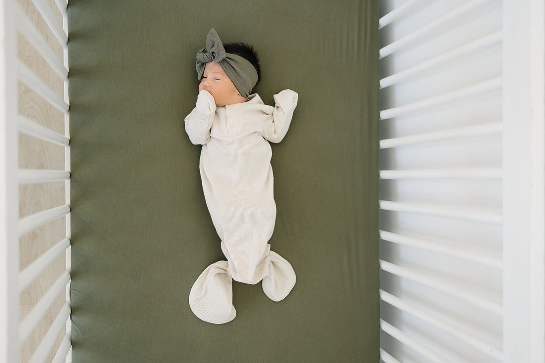 Olive Bamboo Stretch Crib Sheet - Tenth &amp; Pine - 