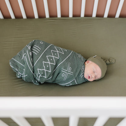 Olive Bamboo Stretch Crib Sheet - Tenth &amp; Pine - 