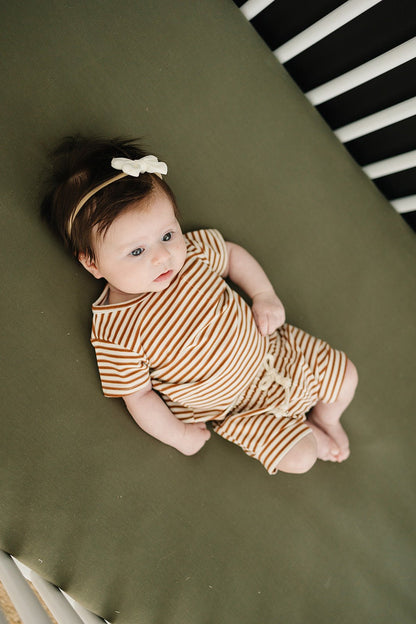 Olive Bamboo Stretch Crib Sheet - Tenth &amp; Pine - 