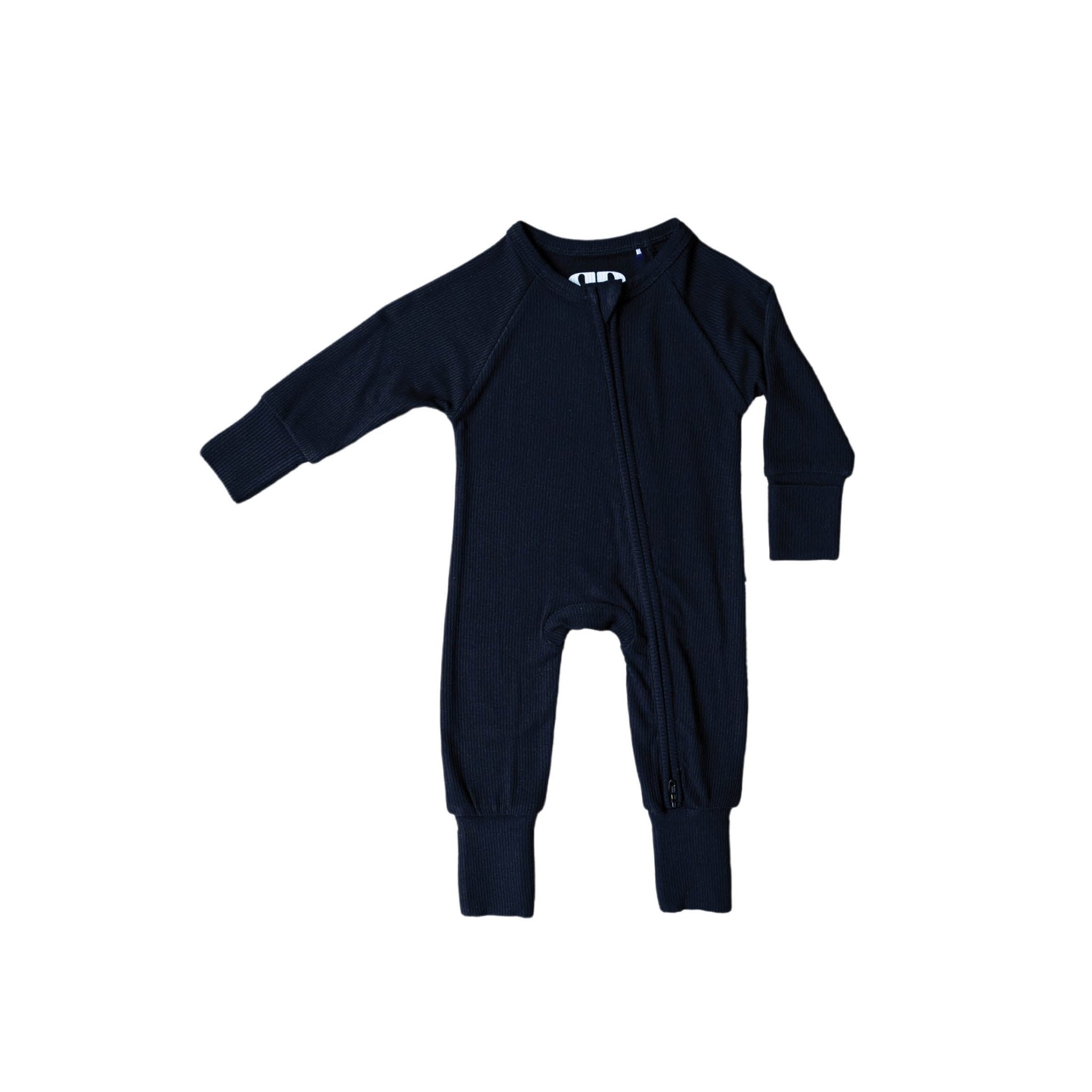 Onyx | Ribbed Bamboo Zip Romper - Tenth &amp; Pine - Apparel - Newborn