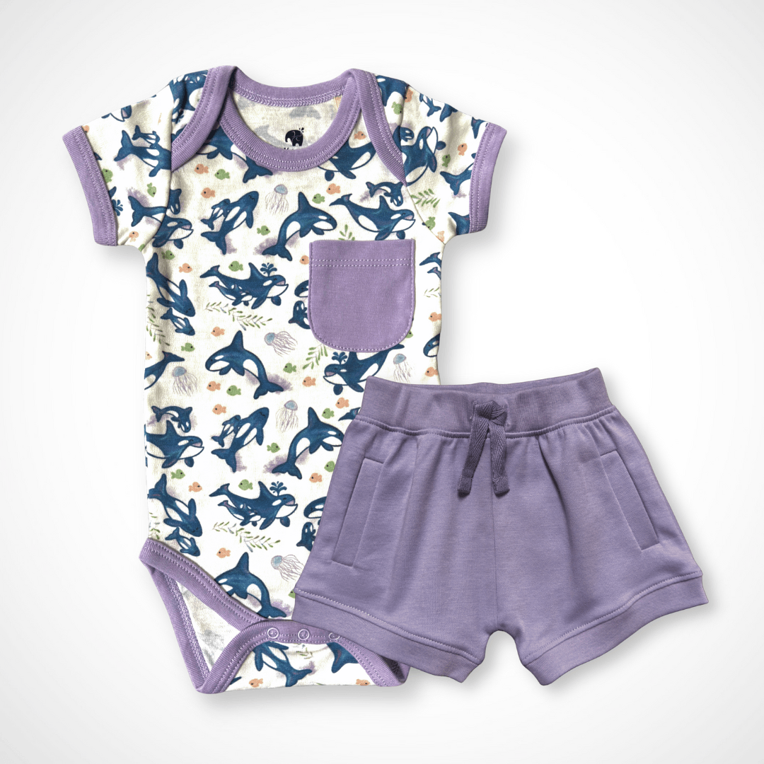 Orca Short Set | Organic Pima Cotton - Tenth & Pine - Summer Outfits - 0 - 3M - Kolorful