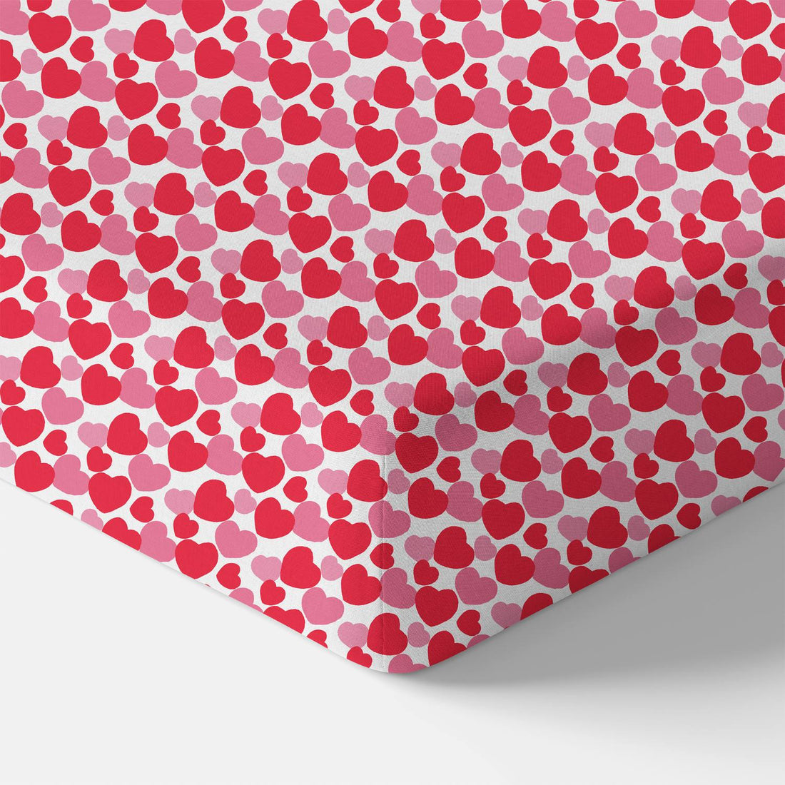 Organic Crib Sheet - Red &amp; Pink Hearts - Tenth &amp; Pine - Crib Sheets - 