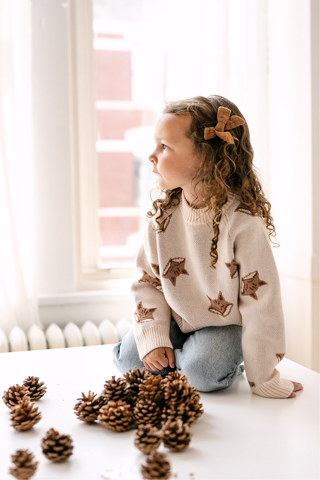 Organic Fox Knit Sweater in Pale Pink
