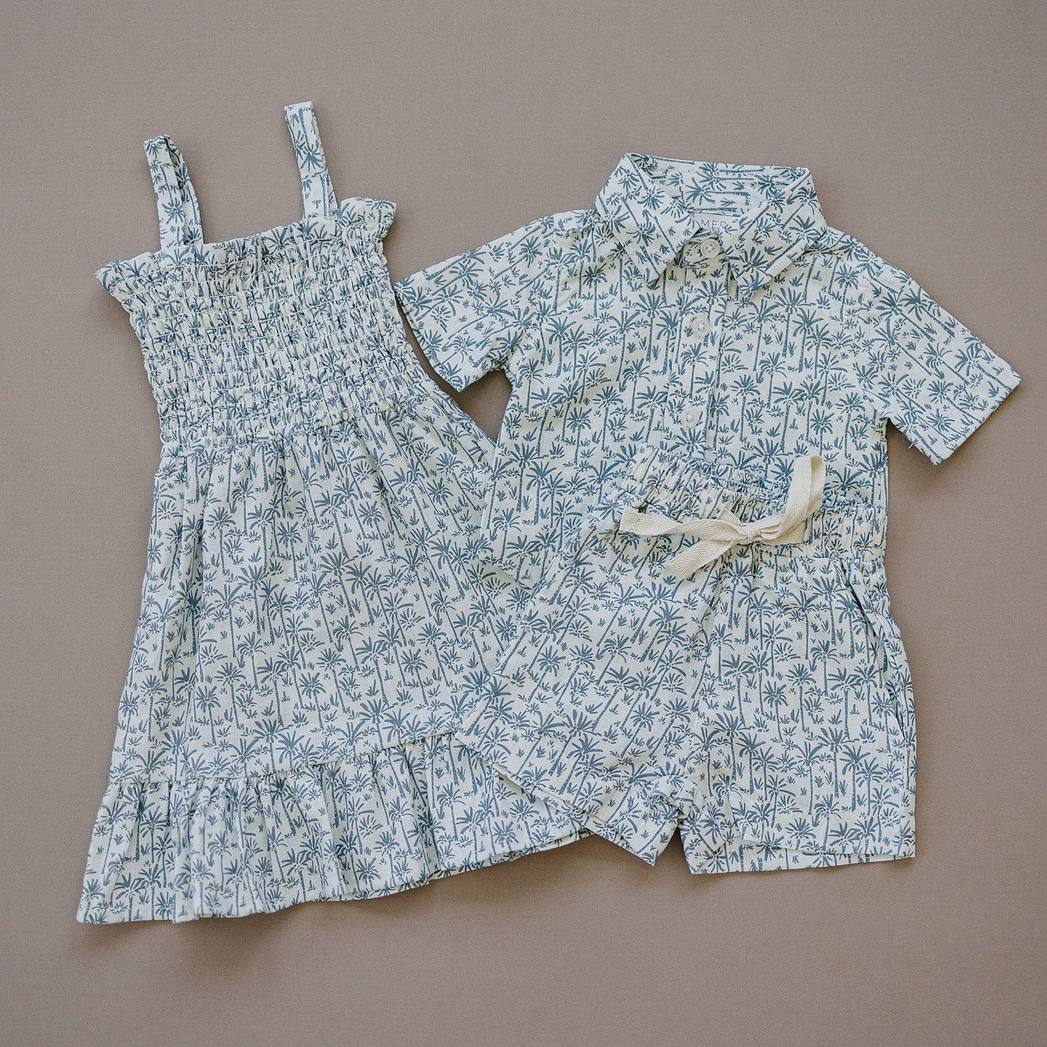 Palm Tree Linen Cotton Shorts - Tenth &amp; Pine - 0 - 3