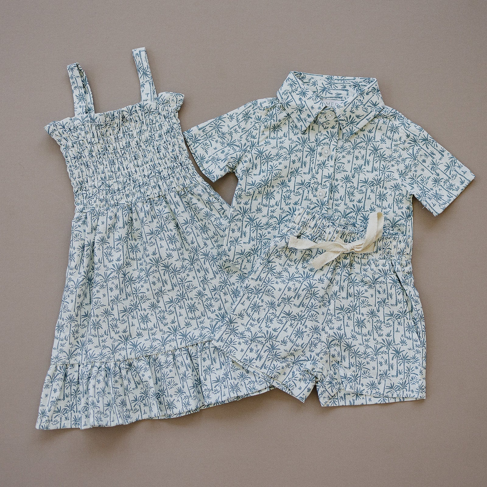 Palm Tree Linen Cotton Shorts - Tenth &amp; Pine - 0 - 3