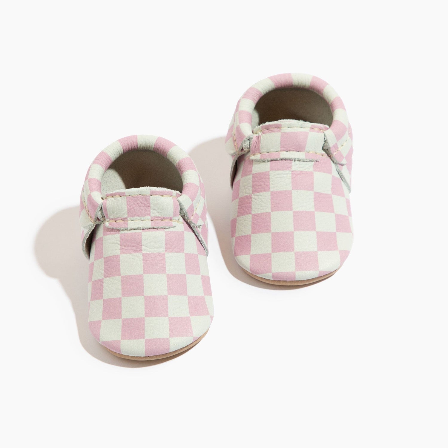 Petal Pink Check City Baby Shoe - Tenth &amp; Pine - City Mocc - Soft Sole - Newborn