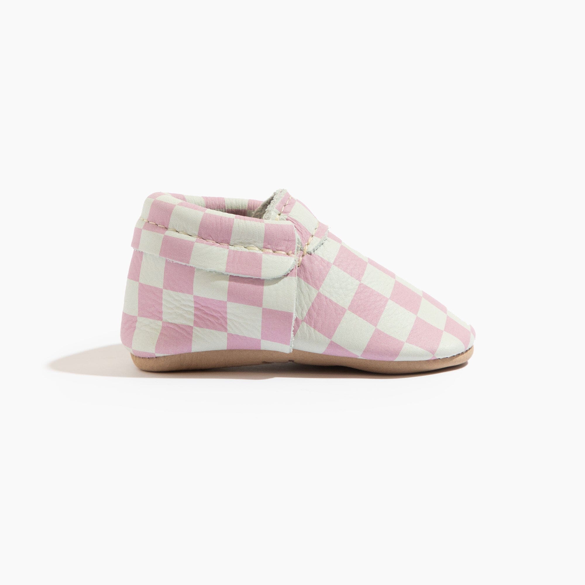 Petal Pink Check City Baby Shoe - Tenth &amp; Pine - City Mocc - Soft Sole - Newborn