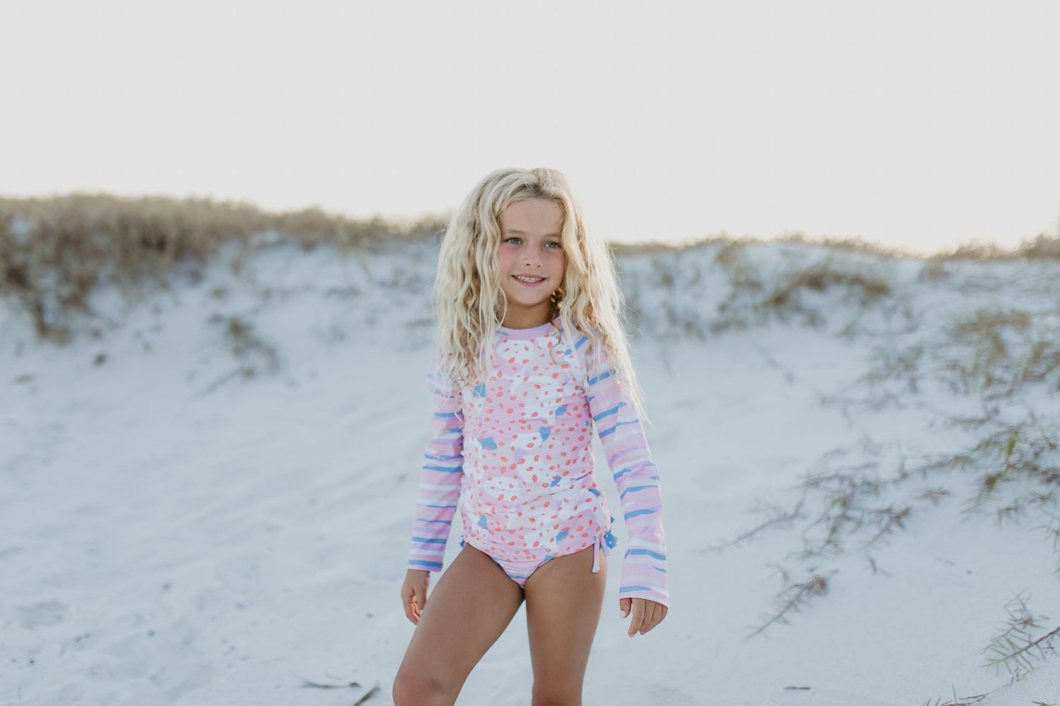 Pink Blue Abstract Long Sleeve Rash Guard Swimsuit - Tenth &amp; Pine - Swimsuit - 2 - Oopsie Daisy