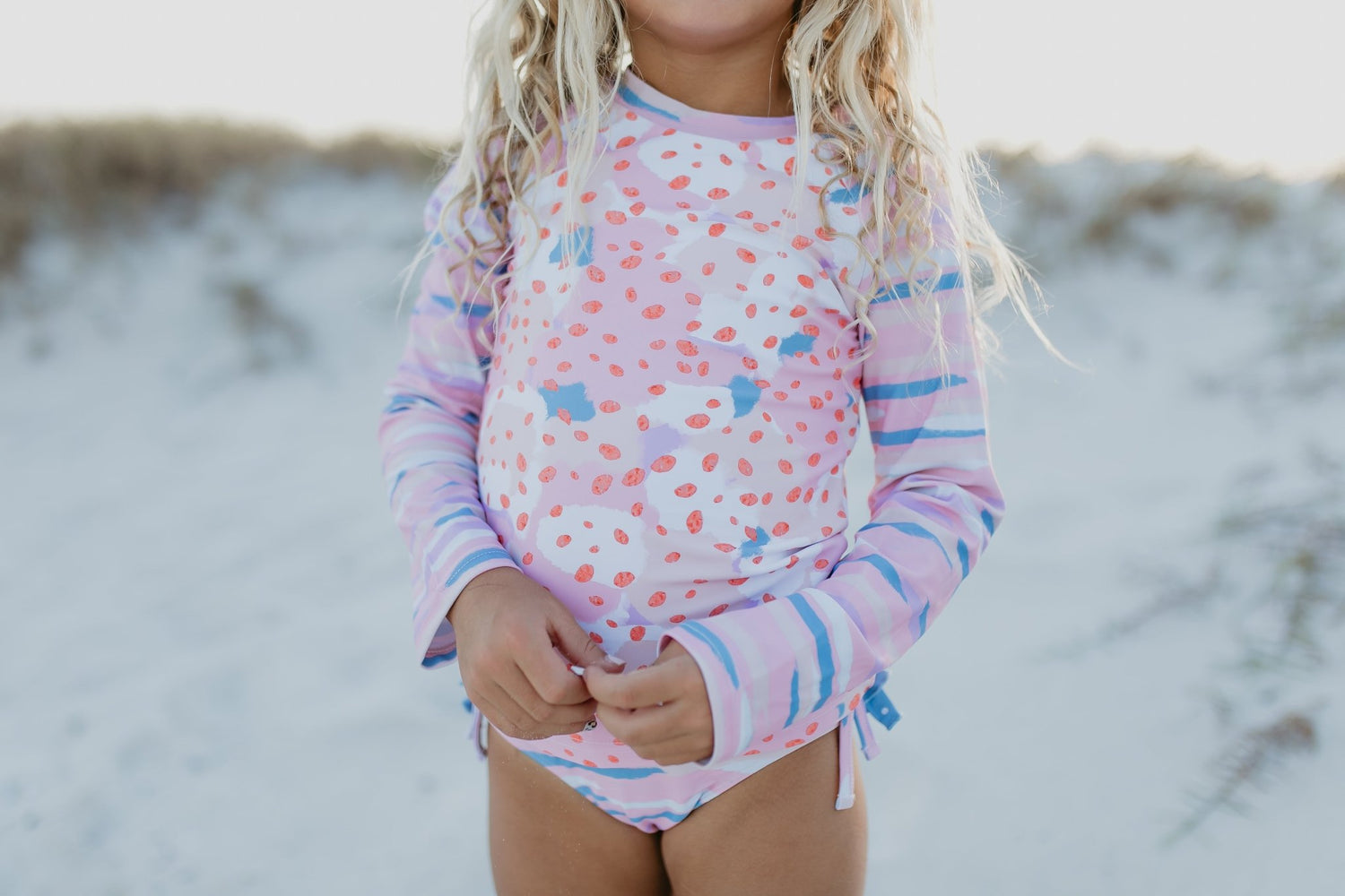 Pink Blue Abstract Long Sleeve Rash Guard Swimsuit - Tenth &amp; Pine - Swimsuit - 2 - Oopsie Daisy
