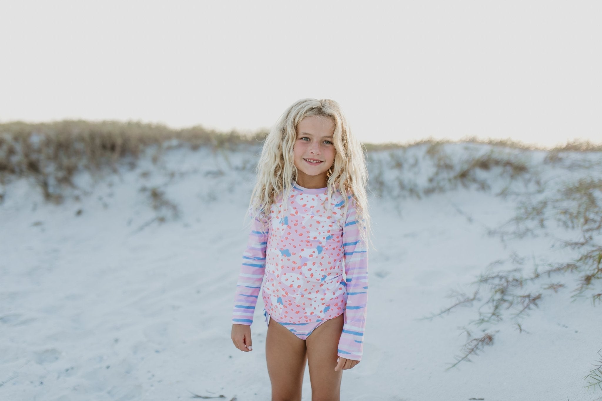 Pink Blue Abstract Long Sleeve Rash Guard Swimsuit - Tenth &amp; Pine - Swimsuit - 2 - Oopsie Daisy