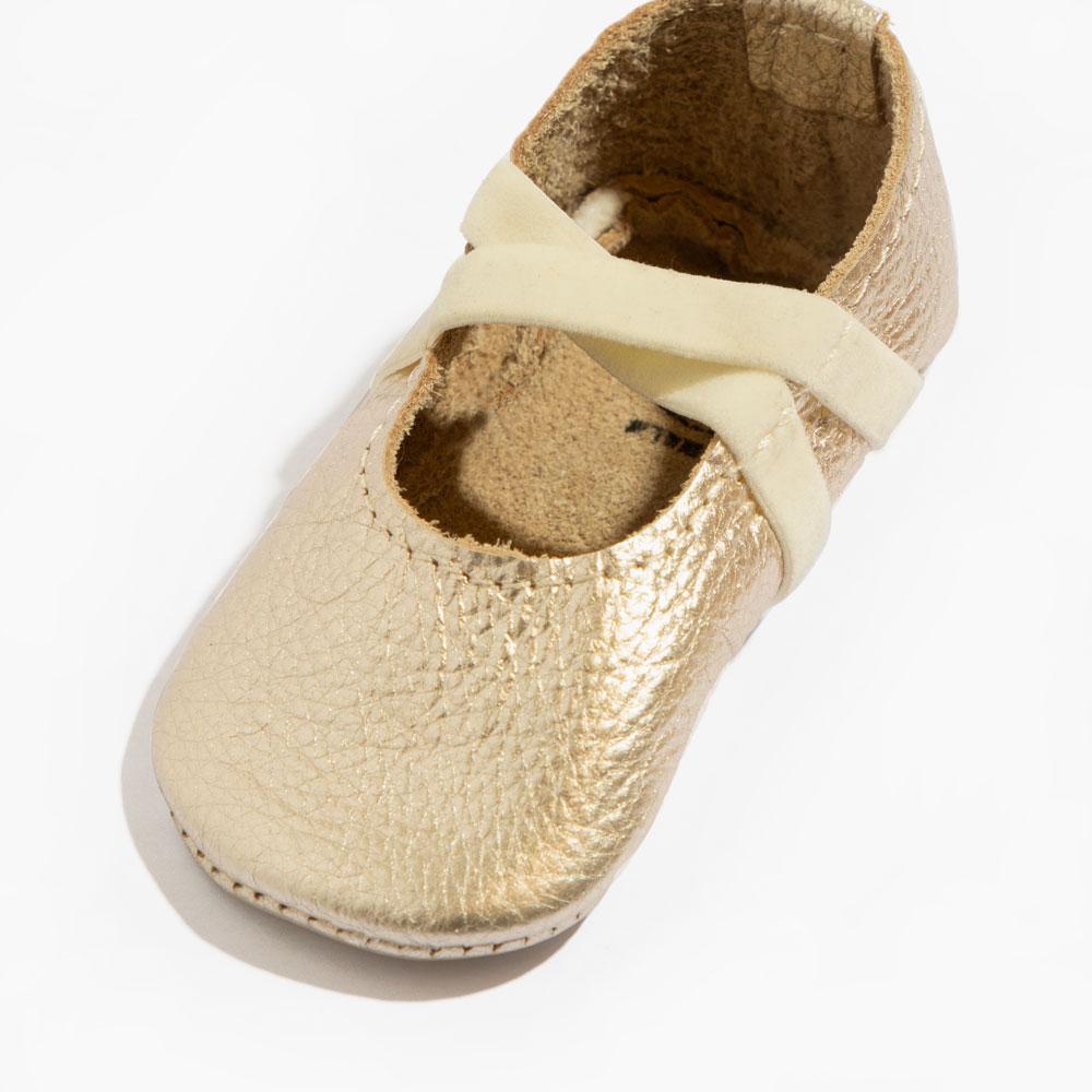 Platinum Ballet Slipper Baby Shoe - Tenth &amp; Pine - Ballet Slipper - Soft Sole - 1