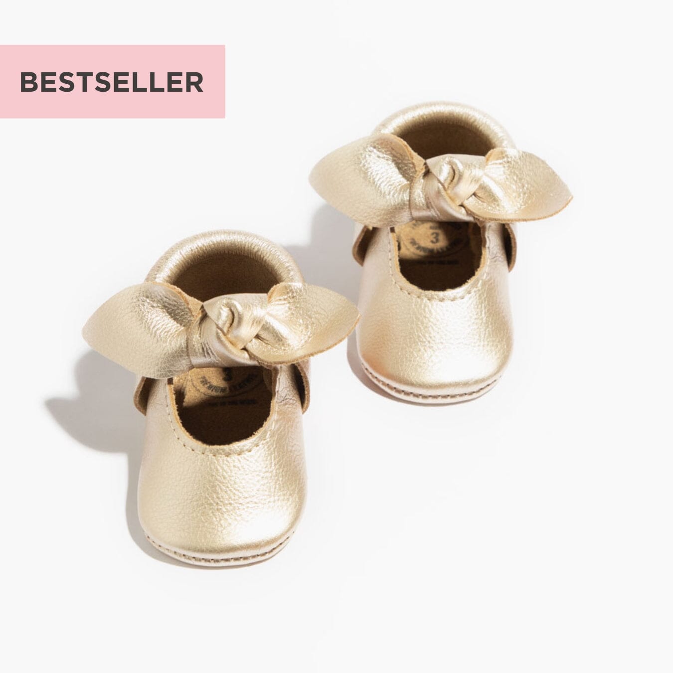 Platinum Knotted Bow Baby Shoe - Tenth &amp; Pine - Knotted Bow Mocc - Soft Sole - Newborn