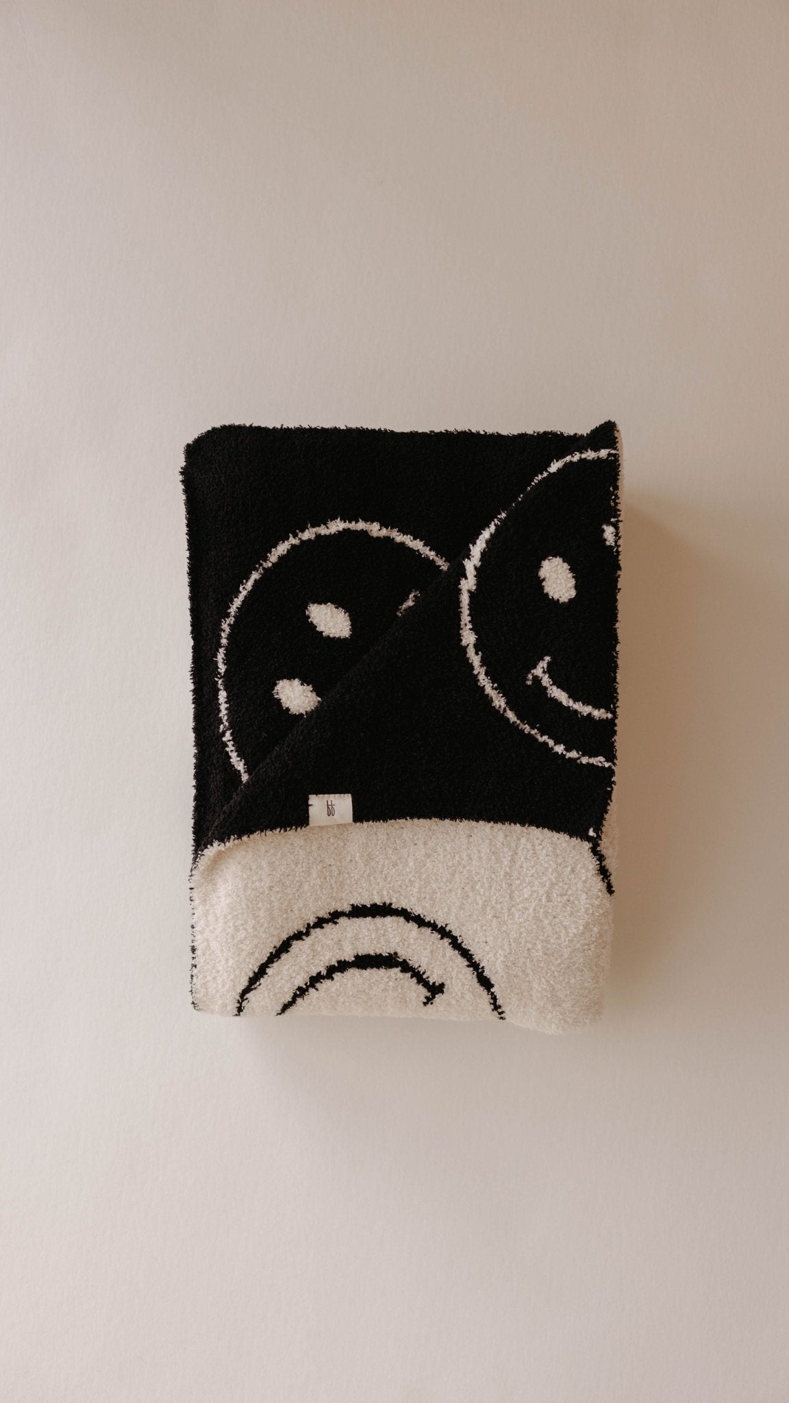 Plush Blanket | Just Smile Black &amp; White - Tenth &amp; Pine - Swaddling Blankets - Adult 55x75 inches