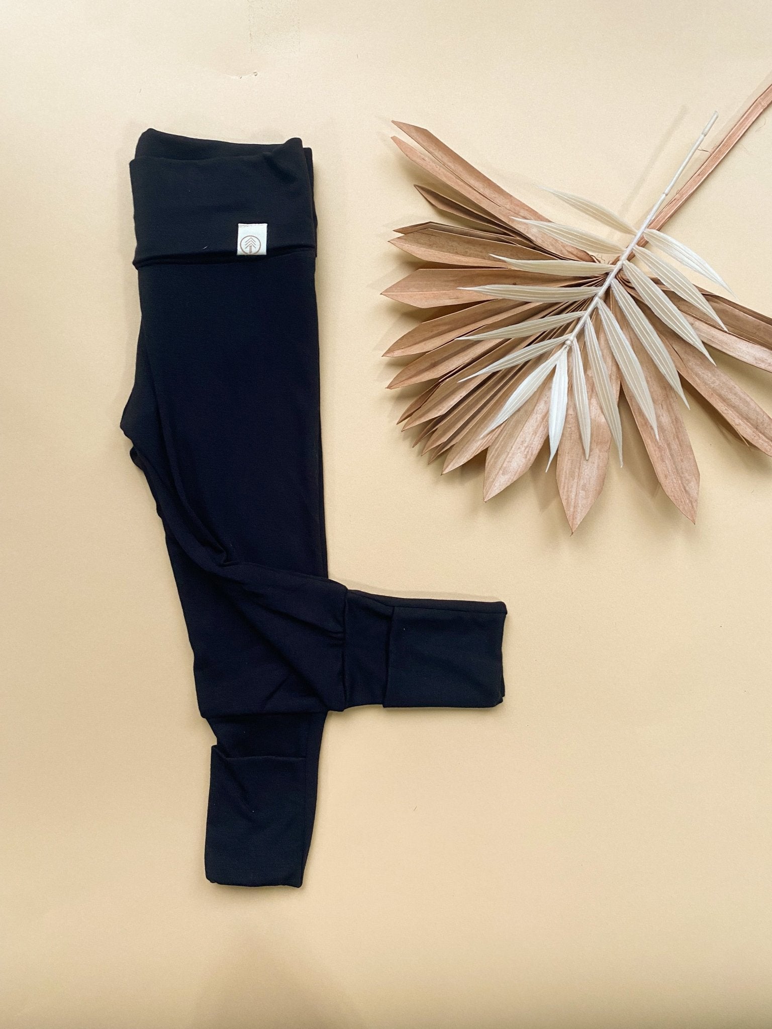 *Preorder* Fold - Over Footie Leggings | Baby &amp; Toddler | Luxury Bamboo | Black - Tenth &amp; Pine - Leggings