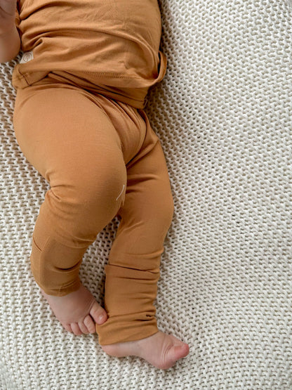 *Preorder* Fold - Over Footie Leggings | Baby &amp; Toddler | Luxury Bamboo | Clay - Tenth &amp; Pine - Leggings