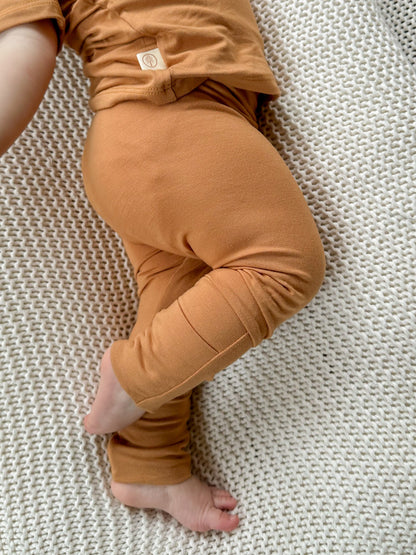 *Preorder* Fold - Over Footie Leggings | Baby &amp; Toddler | Luxury Bamboo | Clay - Tenth &amp; Pine - Leggings