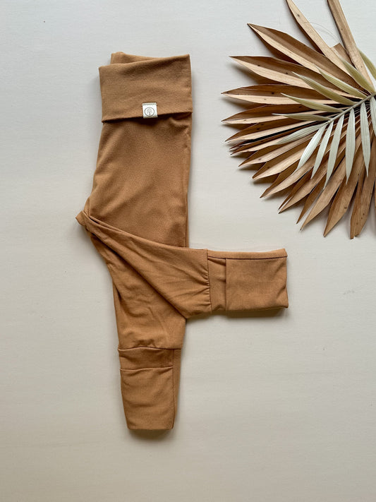 Fold - Over Footie Bamboo Leggings | Clay - Tenth & Pine - Leggings - 0 - 3M