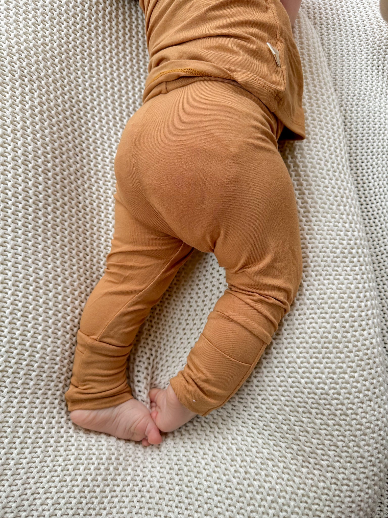 Fold - Over Footie Bamboo Leggings | Clay - Tenth & Pine - Leggings - 0 - 3M