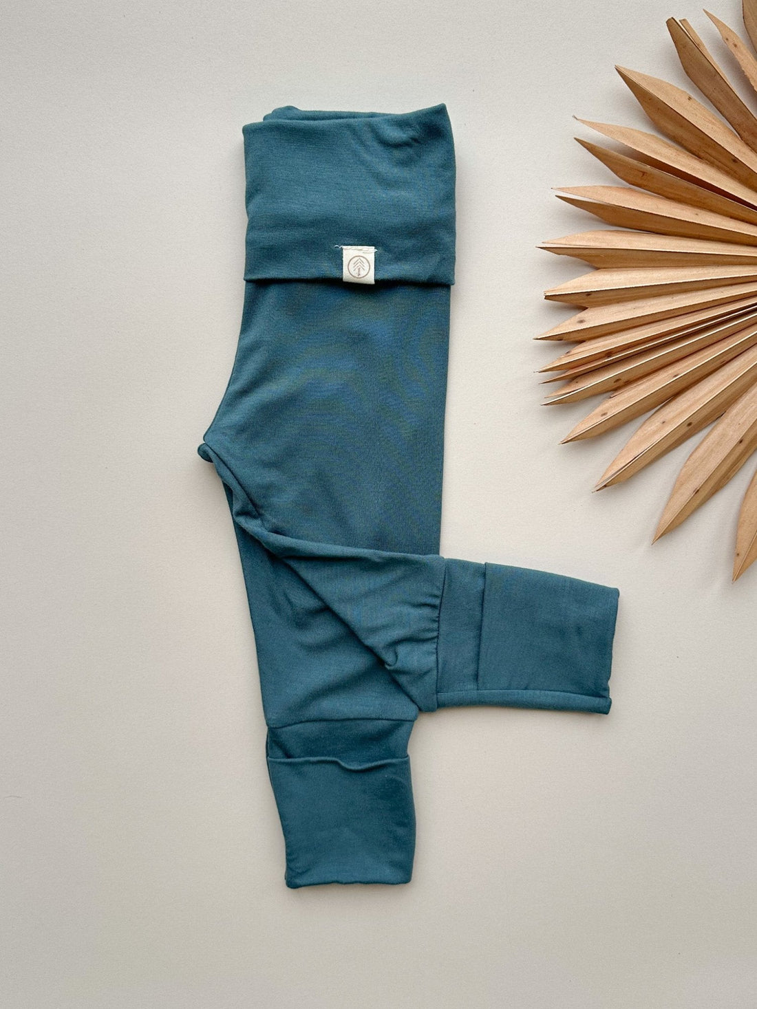 *Preorder* Fold - Over Footie Leggings | Baby &amp; Toddler | Luxury Bamboo | Dark Teal - Tenth &amp; Pine - Bamboo Leggings