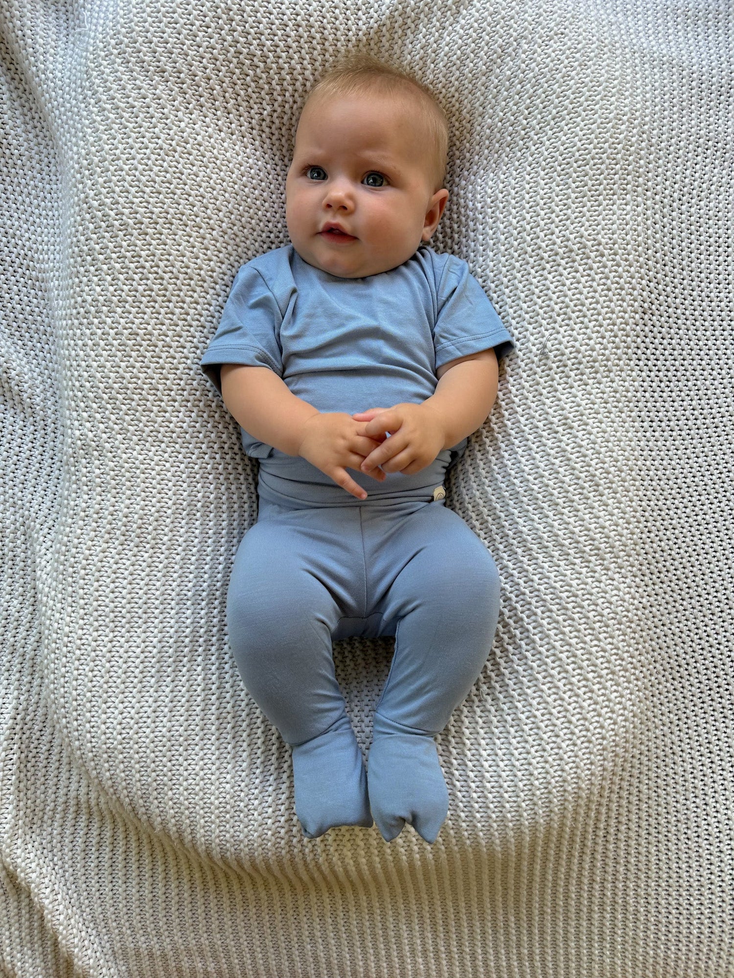 *Preorder* Fold - Over Footie Leggings | Baby &amp; Toddler | Luxury Bamboo | Dusty Blue - Tenth &amp; Pine - Leggings