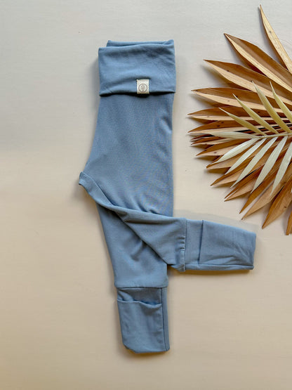 *Preorder* Fold - Over Footie Leggings | Baby &amp; Toddler | Luxury Bamboo | Dusty Blue - Tenth &amp; Pine - Leggings