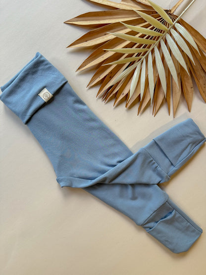 *Preorder* Fold - Over Footie Leggings | Baby &amp; Toddler | Luxury Bamboo | Dusty Blue - Tenth &amp; Pine - Leggings