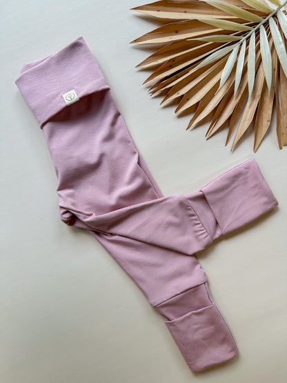 *Preorder* Fold - Over Footie Leggings | Baby &amp; Toddler | Luxury Bamboo | Dusty Pink - Tenth &amp; Pine - Leggings