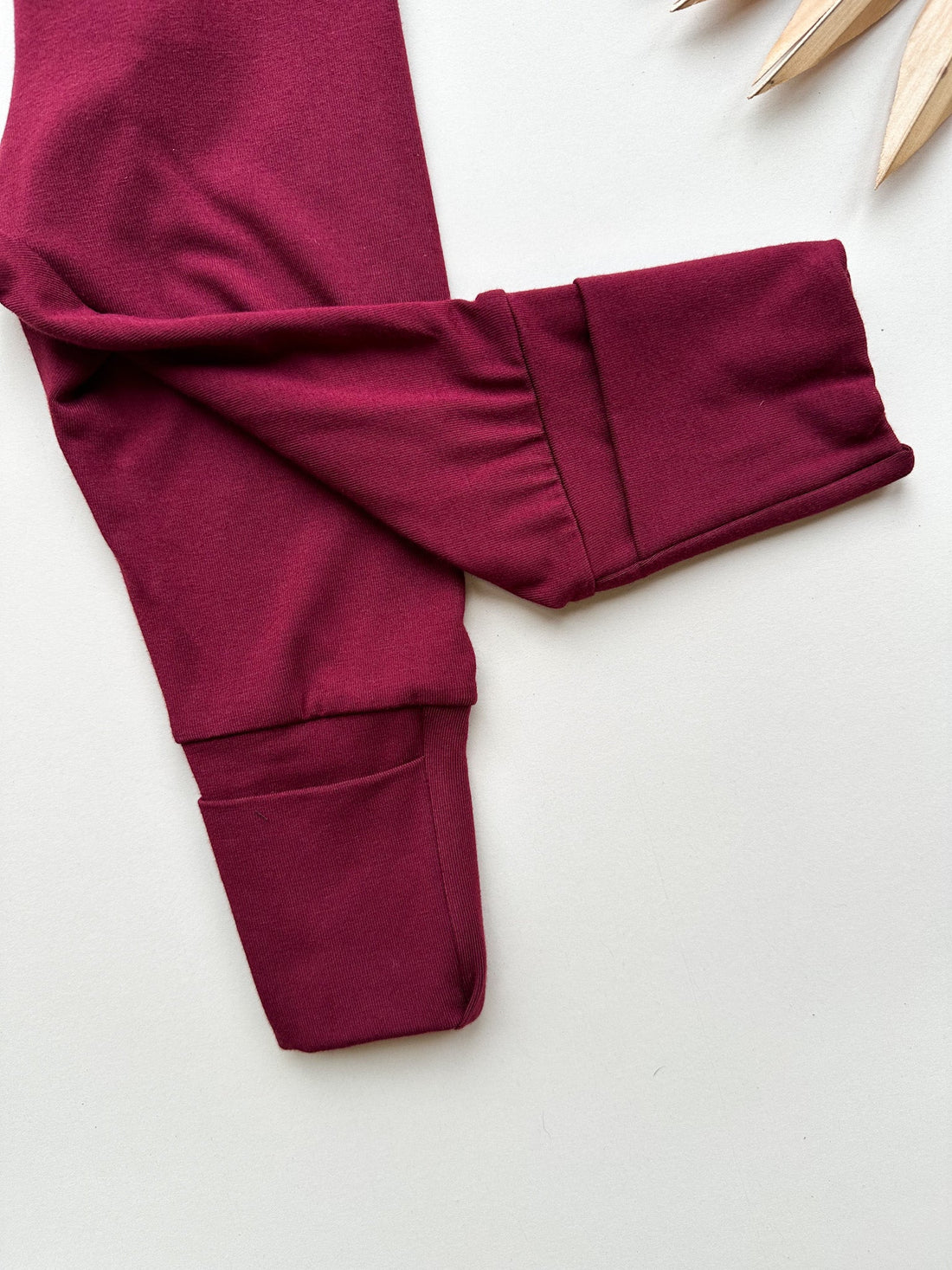 *Preorder* Fold - Over Footie Leggings | Baby &amp; Toddler | Luxury Bamboo | Merlot - Tenth &amp; Pine - Bamboo Leggings