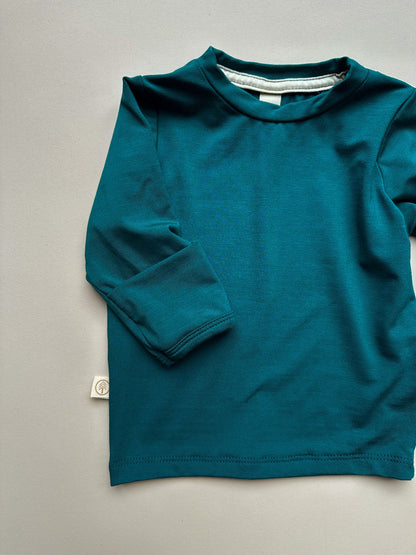 *Preorder! Long Sleeve Crew Neck Tee with Mittens | Baby &amp; Toddler | Luxury Bamboo | Peacock - Tenth &amp; Pine - Bamboo Long Sleeve Tee