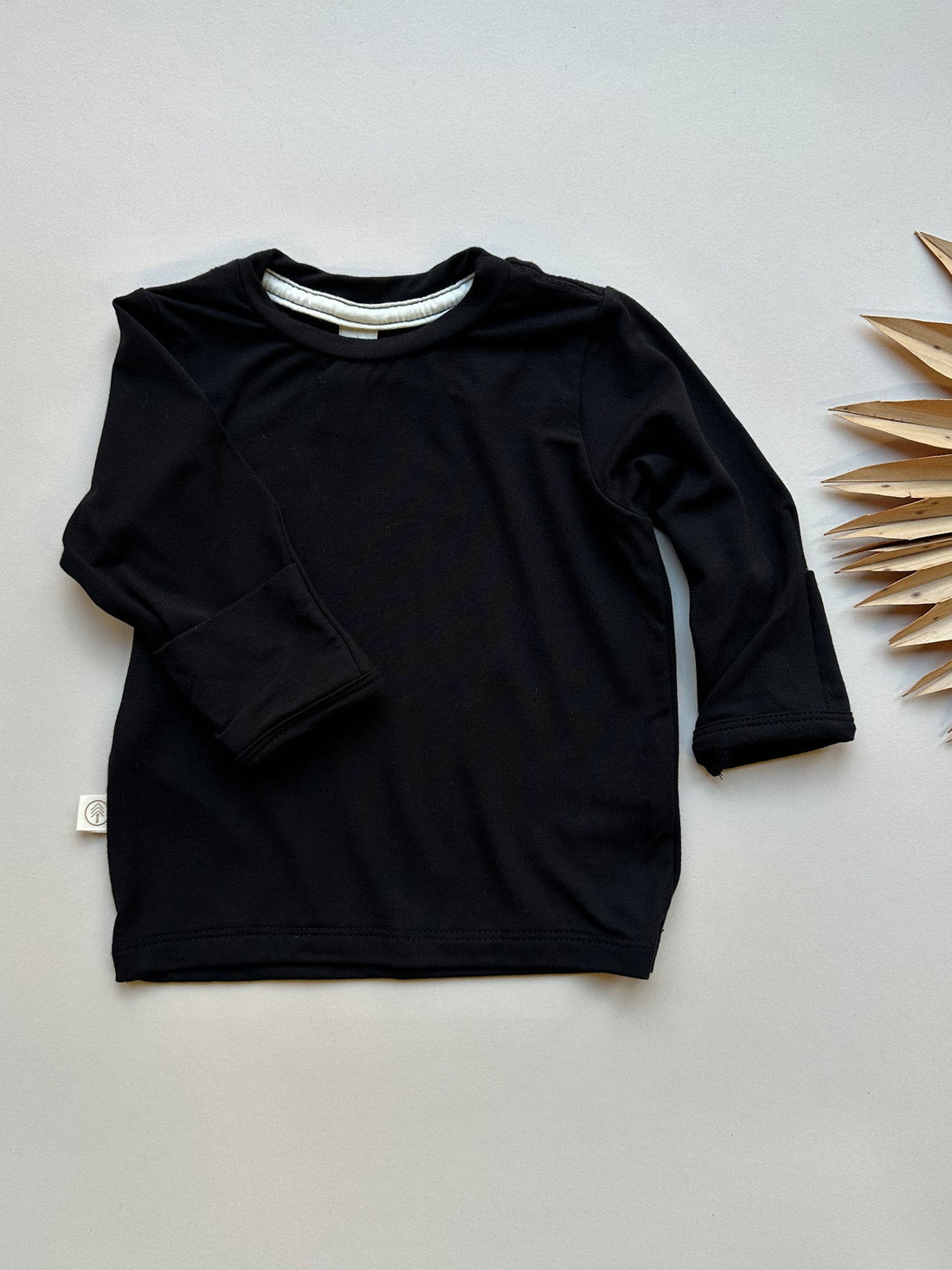 *Preorder* Long Sleeve T-shirt or Bodysuit with Mittens | Baby &amp; Toddler | Luxury Bamboo | Black - Tenth &amp; Pine - Bamboo Long Sleeve Tee