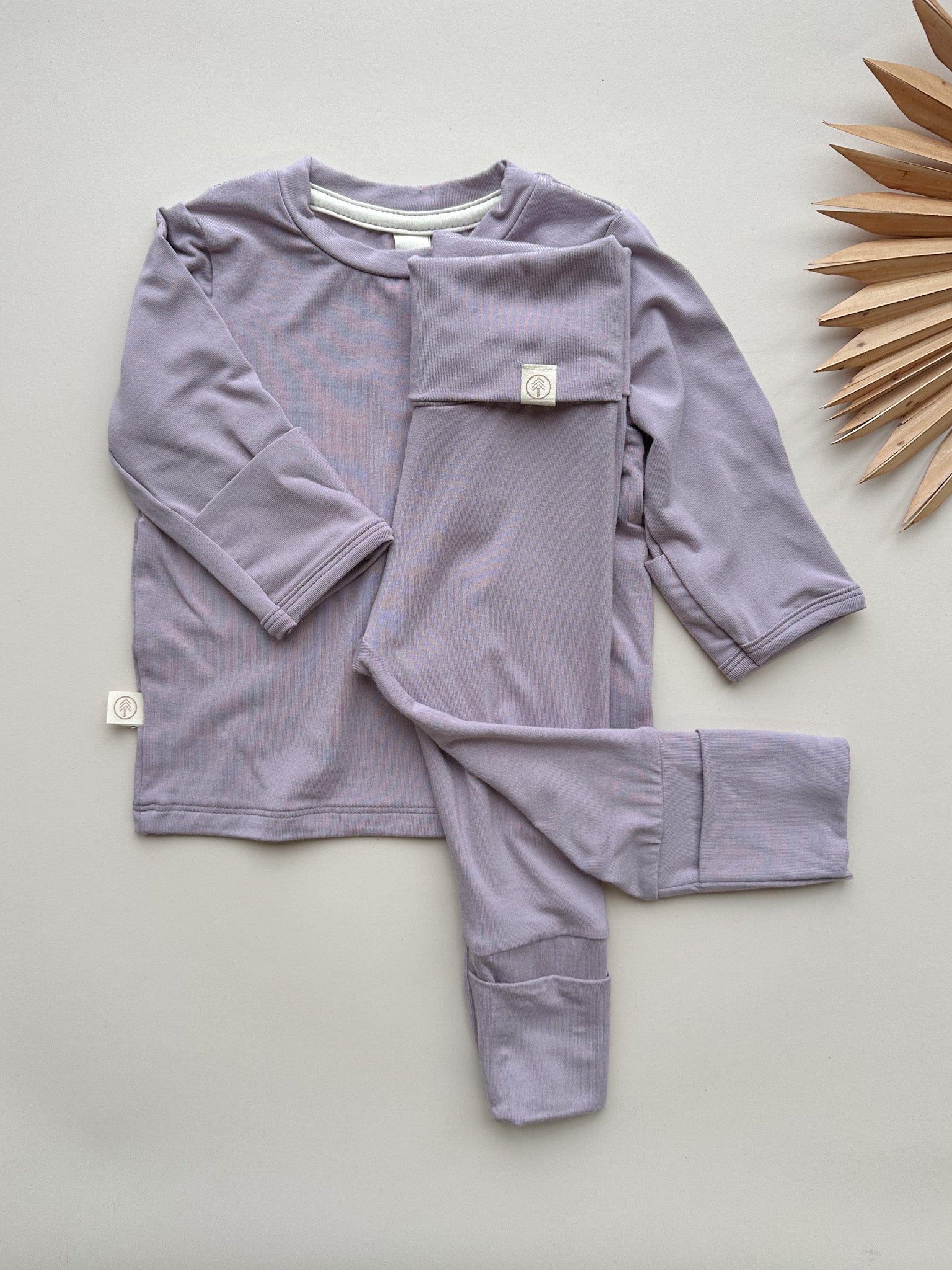 Long Sleeve T-shirt or Bodysuit with Mittens | Baby & Toddler | Luxury Bamboo | Dusty Purple - Tenth & Pine - Bamboo Long Sleeve Tee - Bodysuit - 0 - 3 M