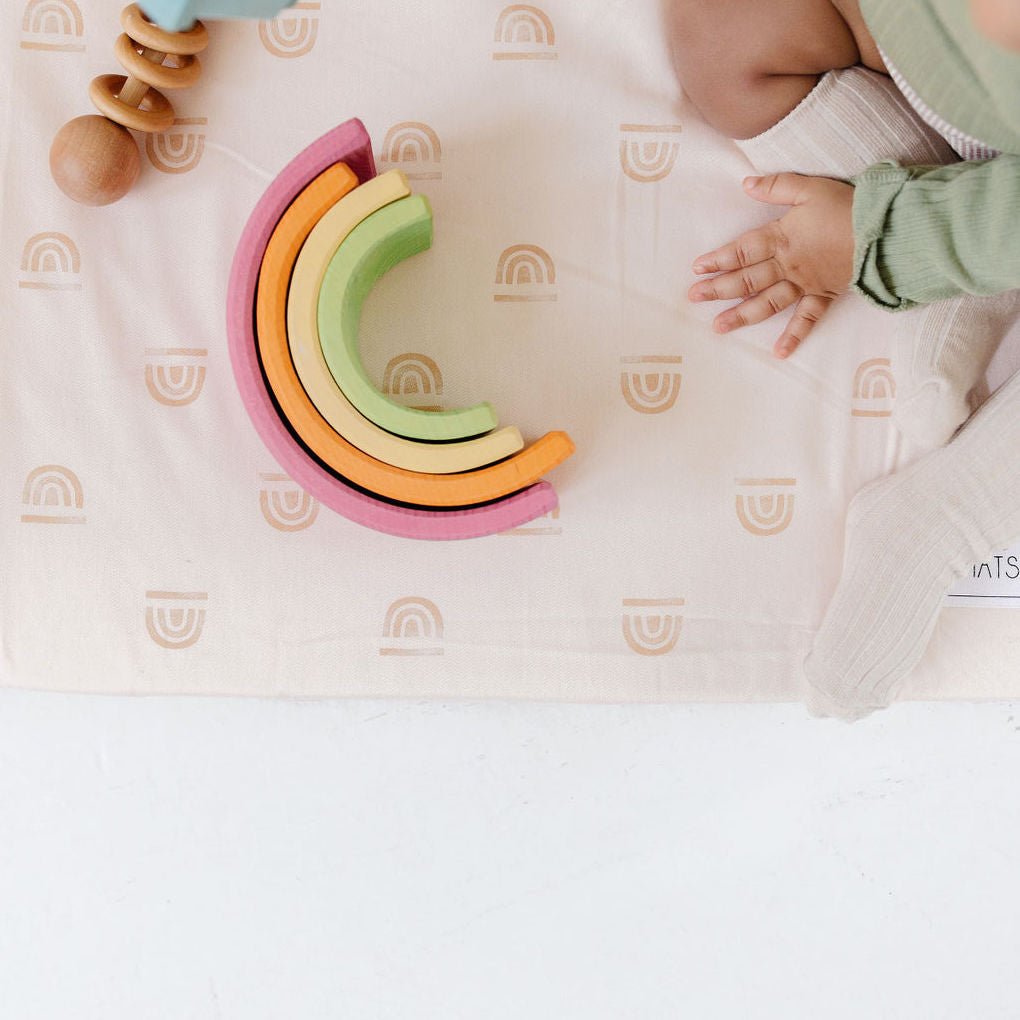 Rainbow Peach Organic Cotton Mat - Tenth & Pine - Organic Cotton Padded Mat - Standard