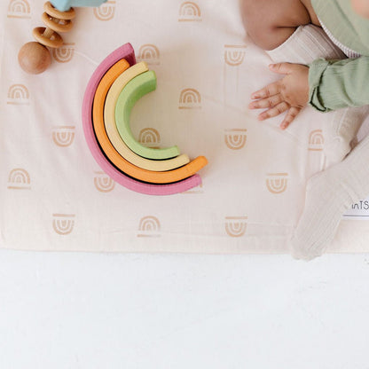 Rainbow Peach Organic Cotton Mat - Tenth & Pine - Organic Cotton Padded Mat - Standard
