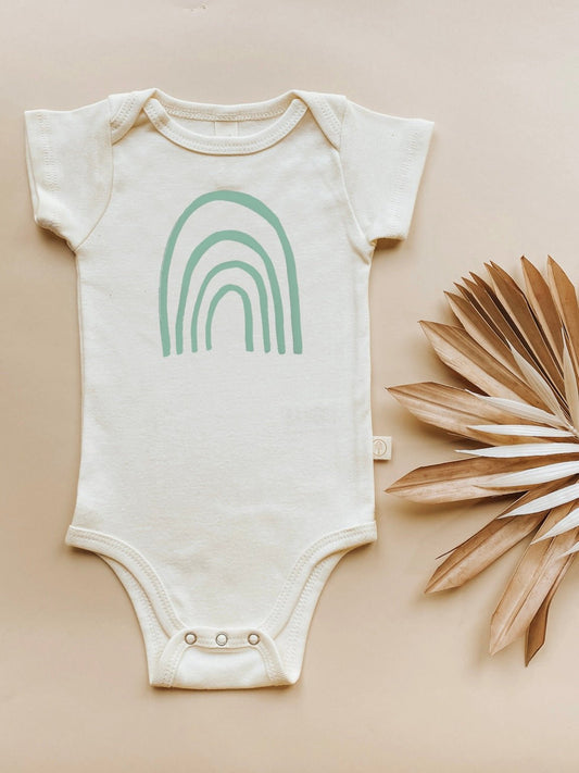 Rainbow Seafoam Organic Cotton Short Sleeve Baby Bodysuit - Tenth & Pine - Short Sleeve Onesie - 0 - 3M - Tenth & Pine