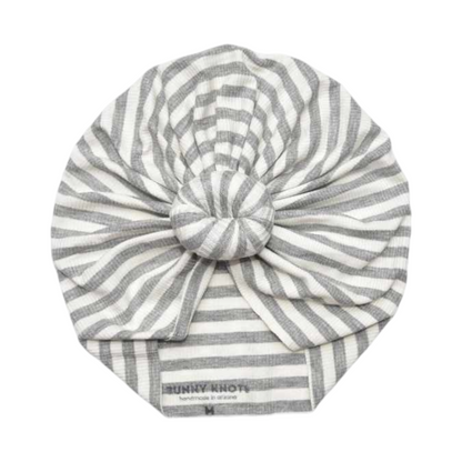 Sammy | Grey &amp; White Stripe | Ribbed Headwrap