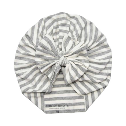 Sammy | Grey &amp; White Stripe | Ribbed Headwrap