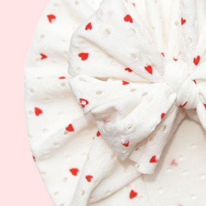 Croía | Mini Red Hearts | Eyelet Headwrap
