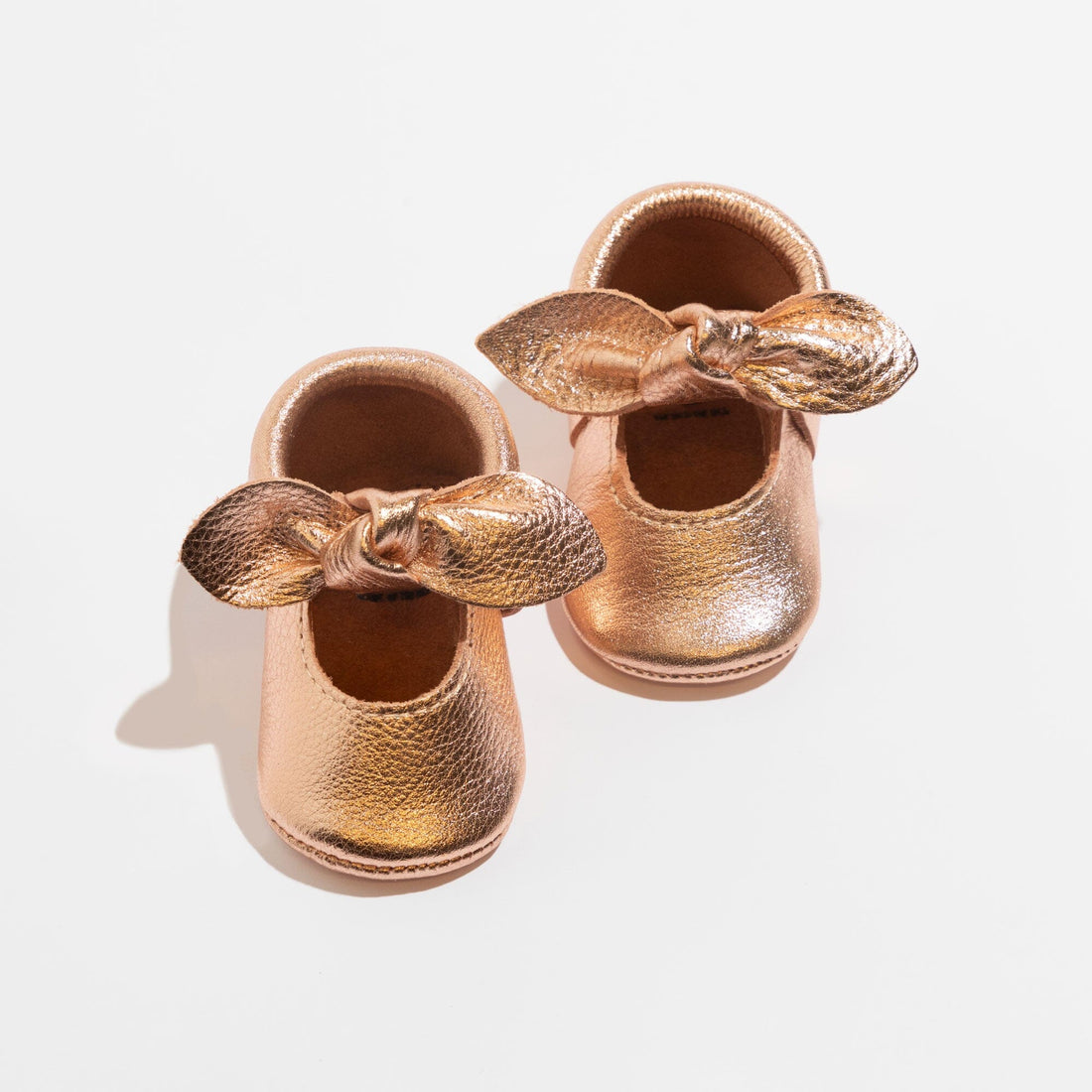 Rose Gold Knotted Bow Baby Shoe - Tenth &amp; Pine - Knotted Bow Mocc - Soft Sole - 1