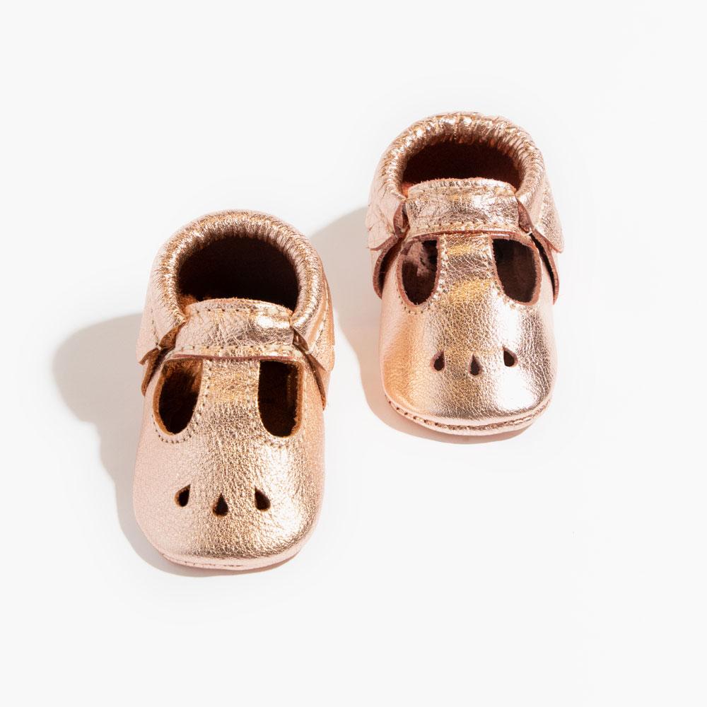 Rose Gold Mary Jane Baby Shoe - Tenth &amp; Pine - Mary Jane - Soft Sole - Newborn