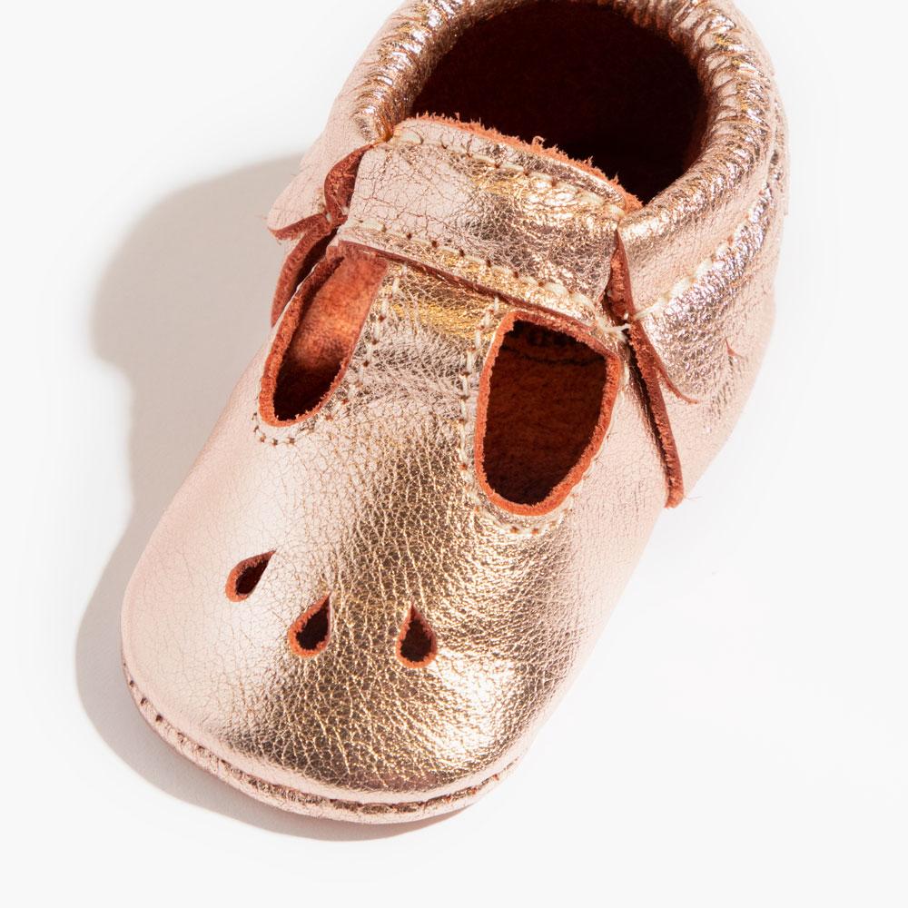 Rose Gold Mary Jane Baby Shoe - Tenth &amp; Pine - Mary Jane - Soft Sole - Newborn