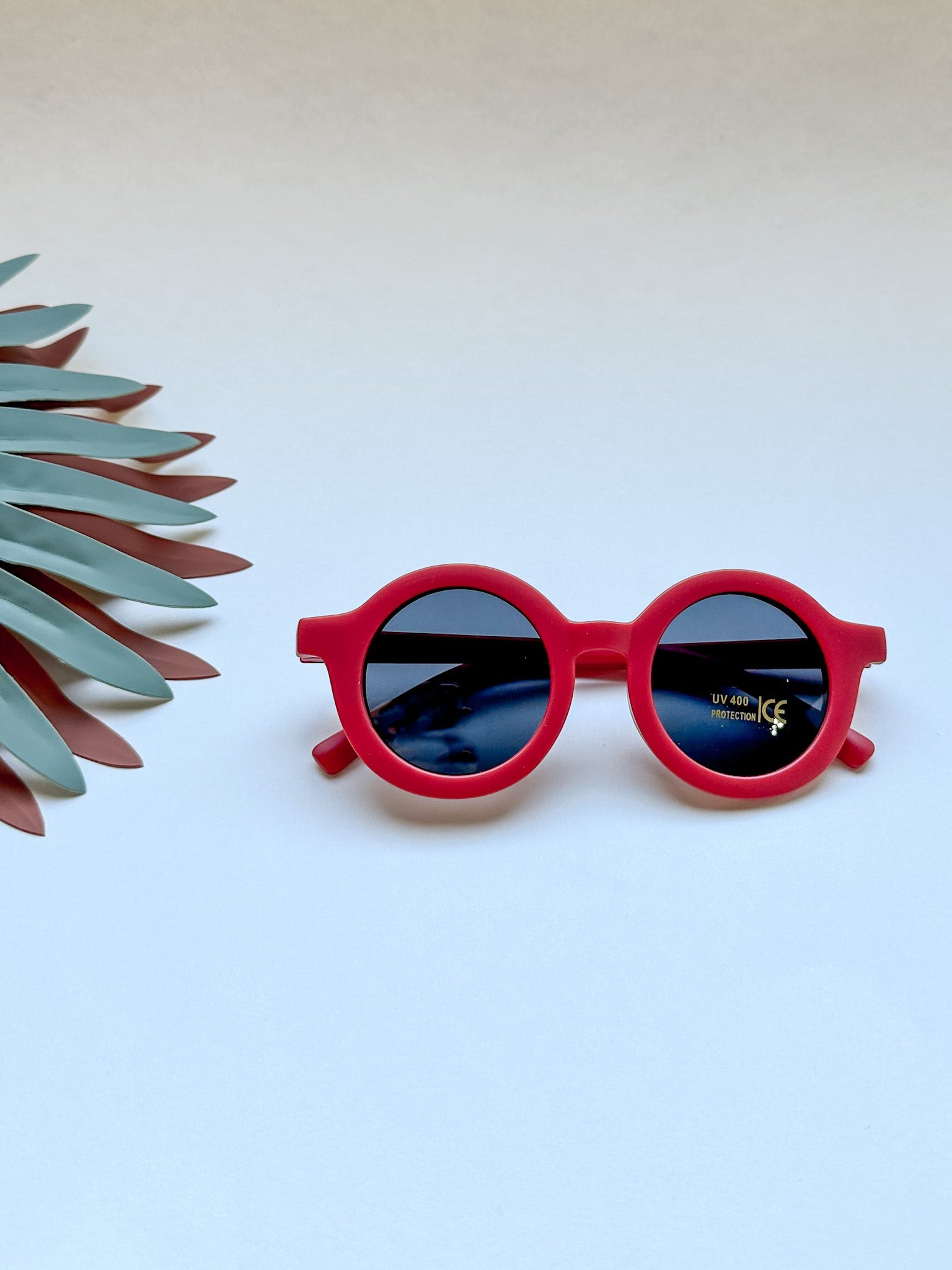 Round Retro Sunglasses - Red - Tenth &amp; Pine - Sunglasses