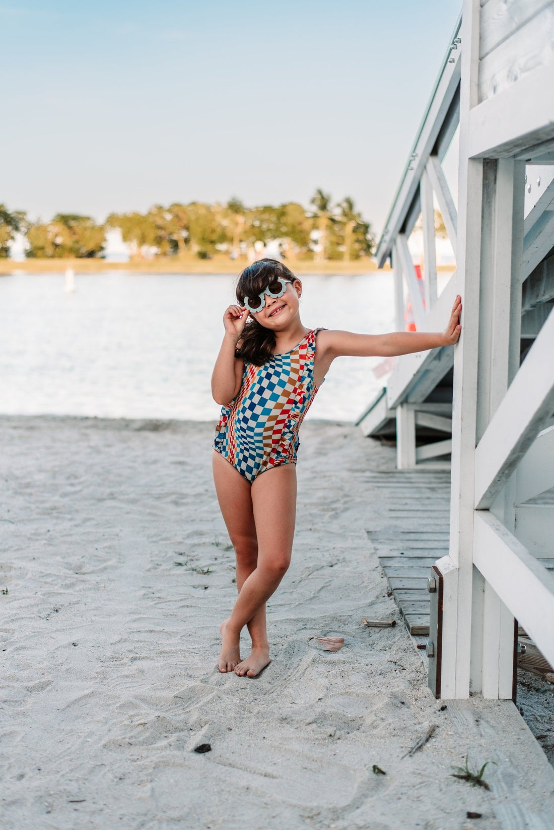 RUFFLE SWIMSUIT - Groovy Check - Tenth &amp; Pine - Ruffle Swimsuit - 6/12m - millie + roo